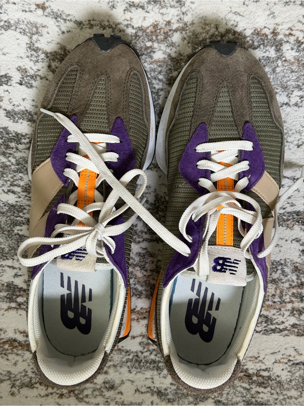 New Balance White & Purple Running Sneakers (Men's)